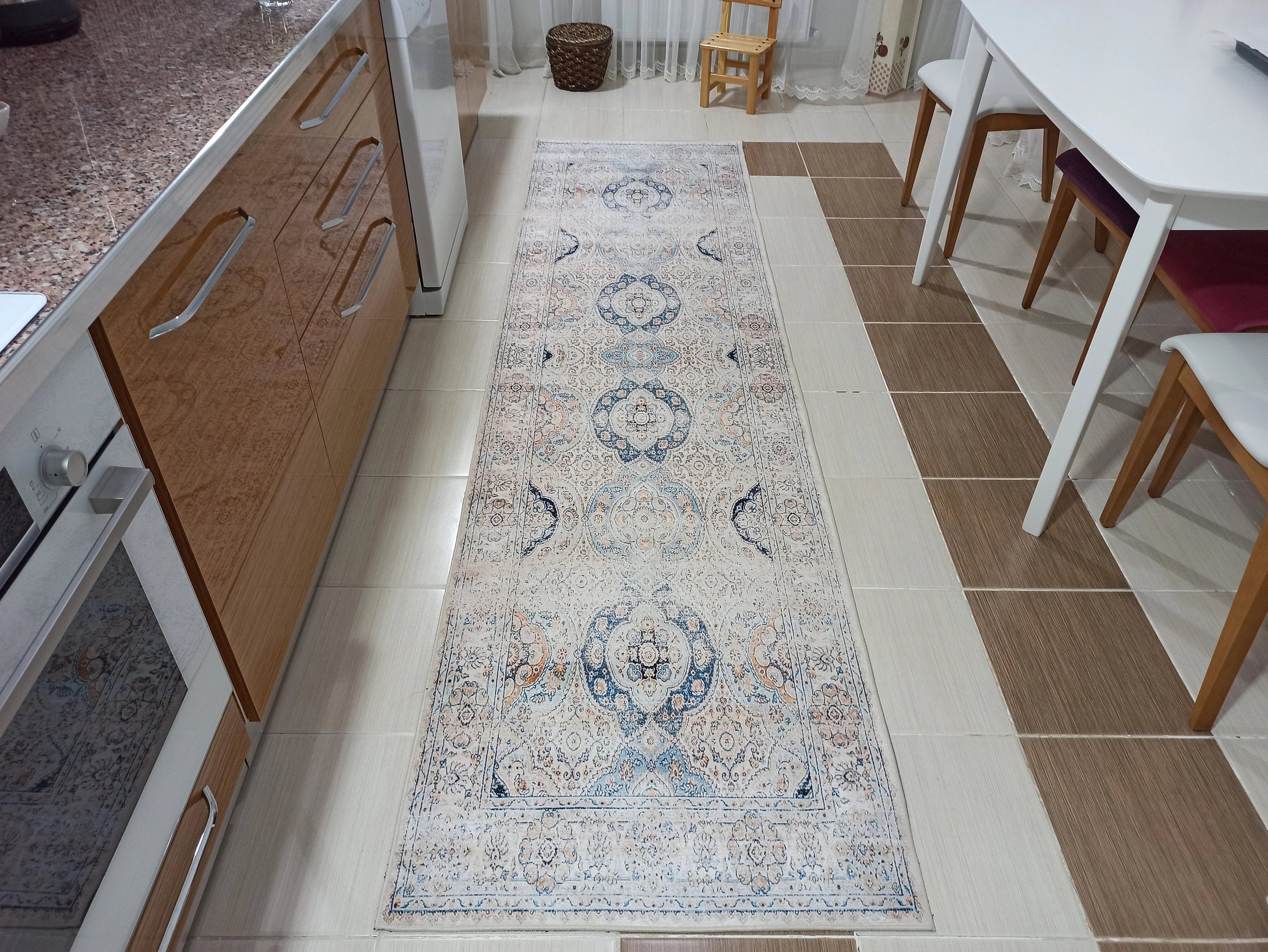Gray Geometric Patterned Vintage Carpet - CLEARANCE - 11643OU