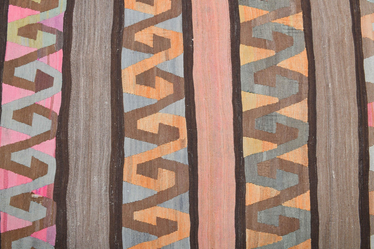 El yapımı vintage yolluk 165x315 cm kilim desenli yün - desen detayı