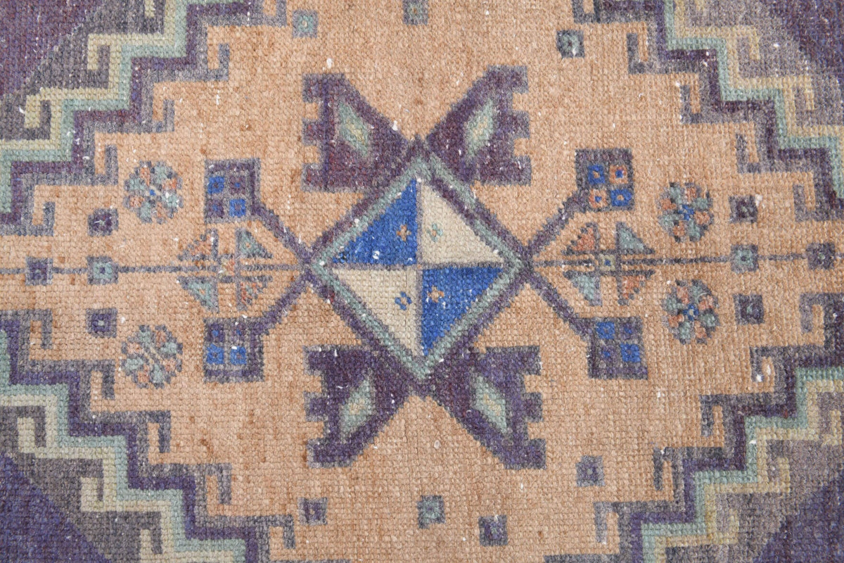 El yapımı vintage halı 150x330 cm oryantal desenli yün - mekan görünümü