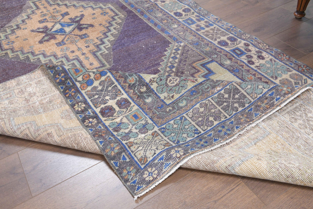 El yapımı vintage halı 150x330 cm oryantal desenli yün - üstten görünüm