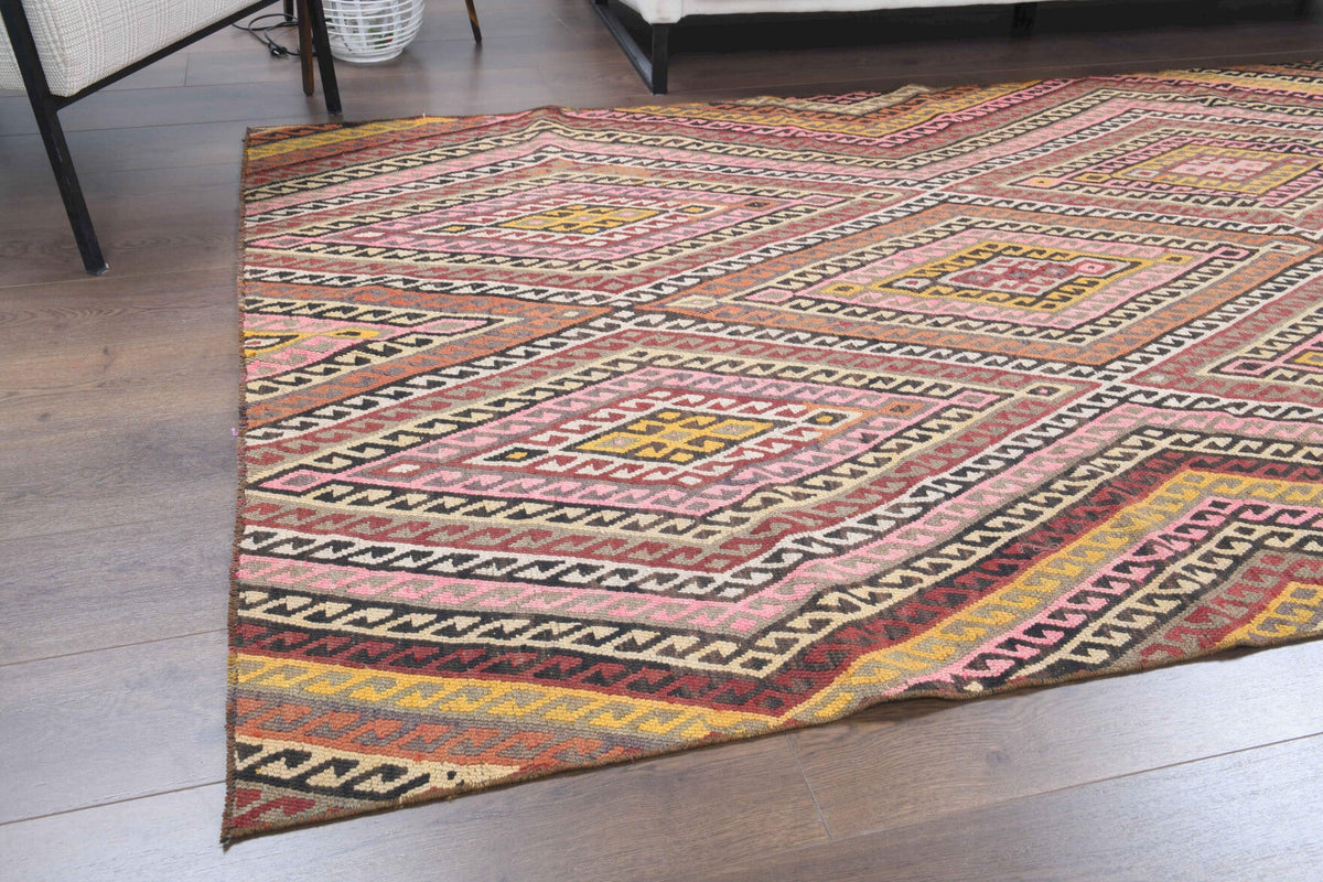 5x12 Wool Kilim Vintage Runner Rug