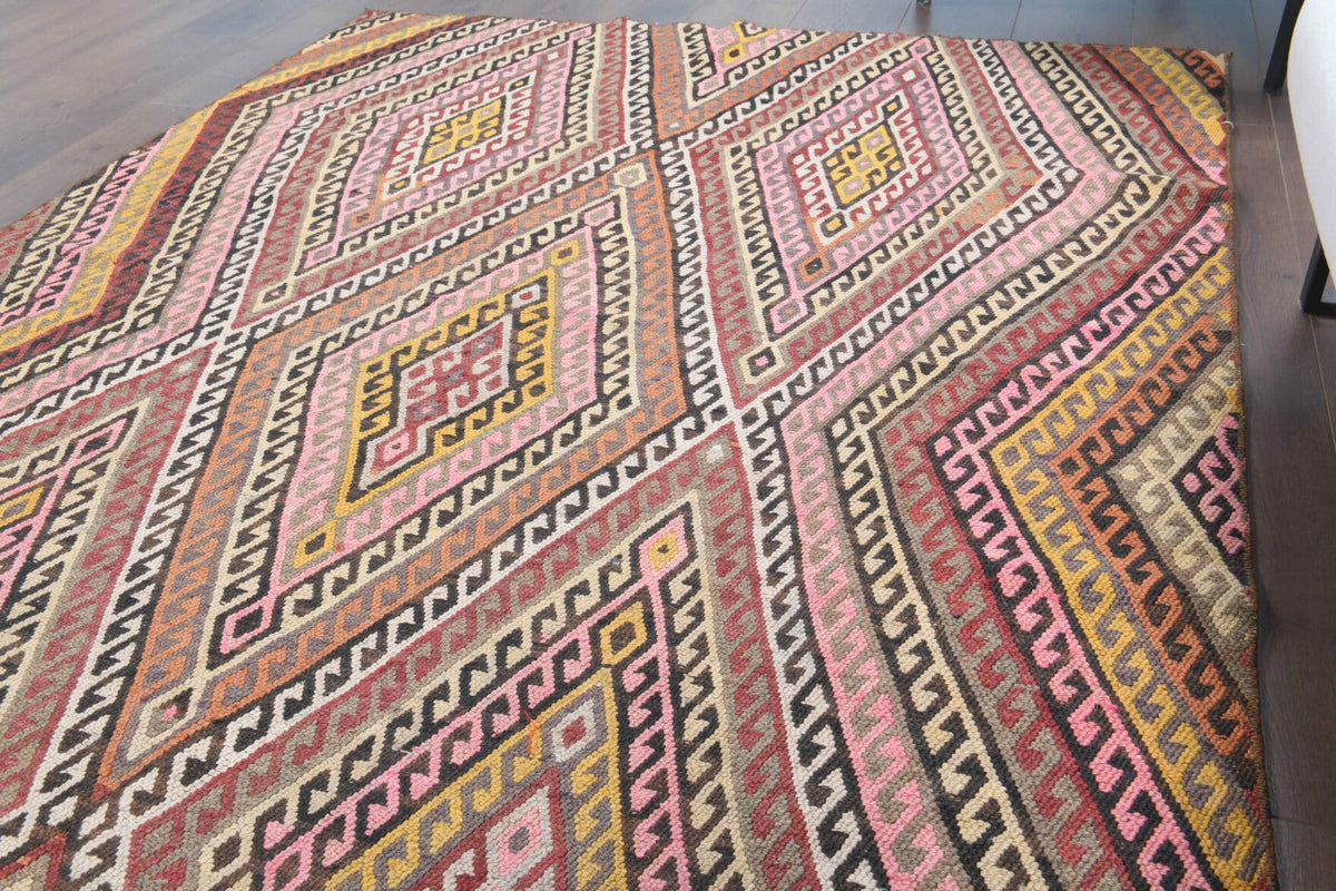 5x12 Wool Kilim Vintage Runner Rug