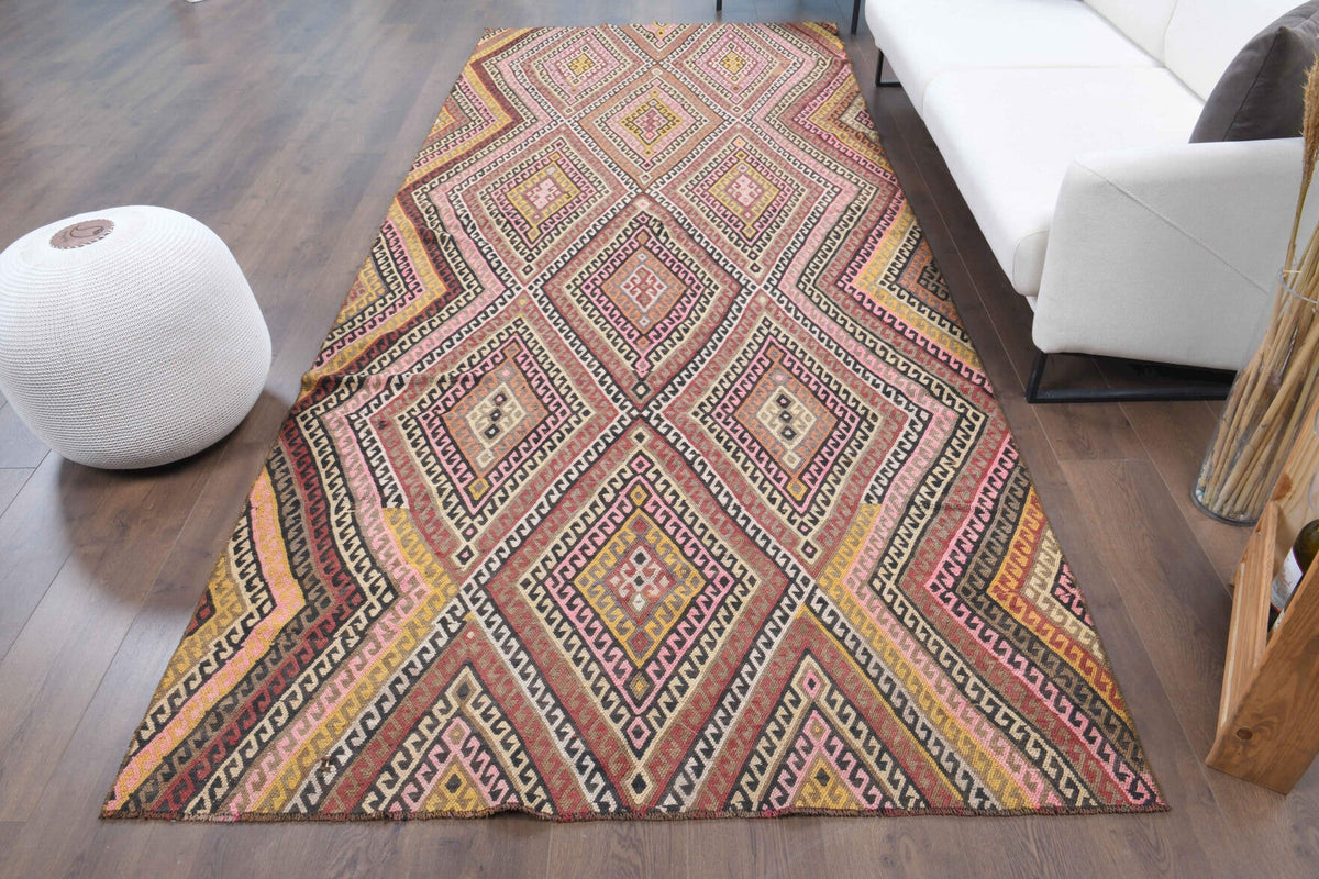 5x12 Wool Kilim Vintage Runner Rug