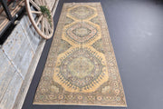El yapımı vintage yolluk 140x391 cm oryantal desenli yün - detay görünümü
