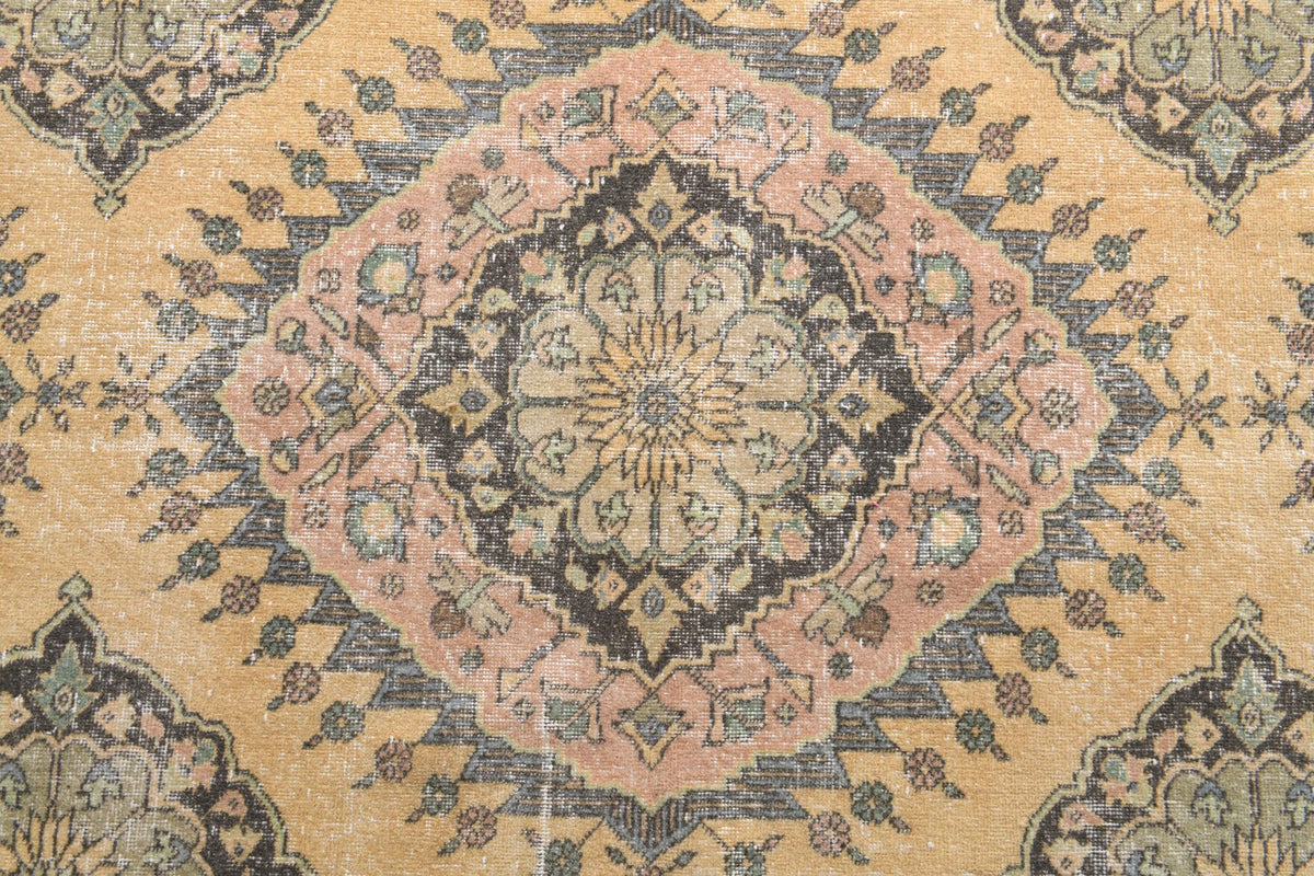 El yapımı vintage yolluk 140x391 cm oryantal desenli yün - kenar ve saçak detayı