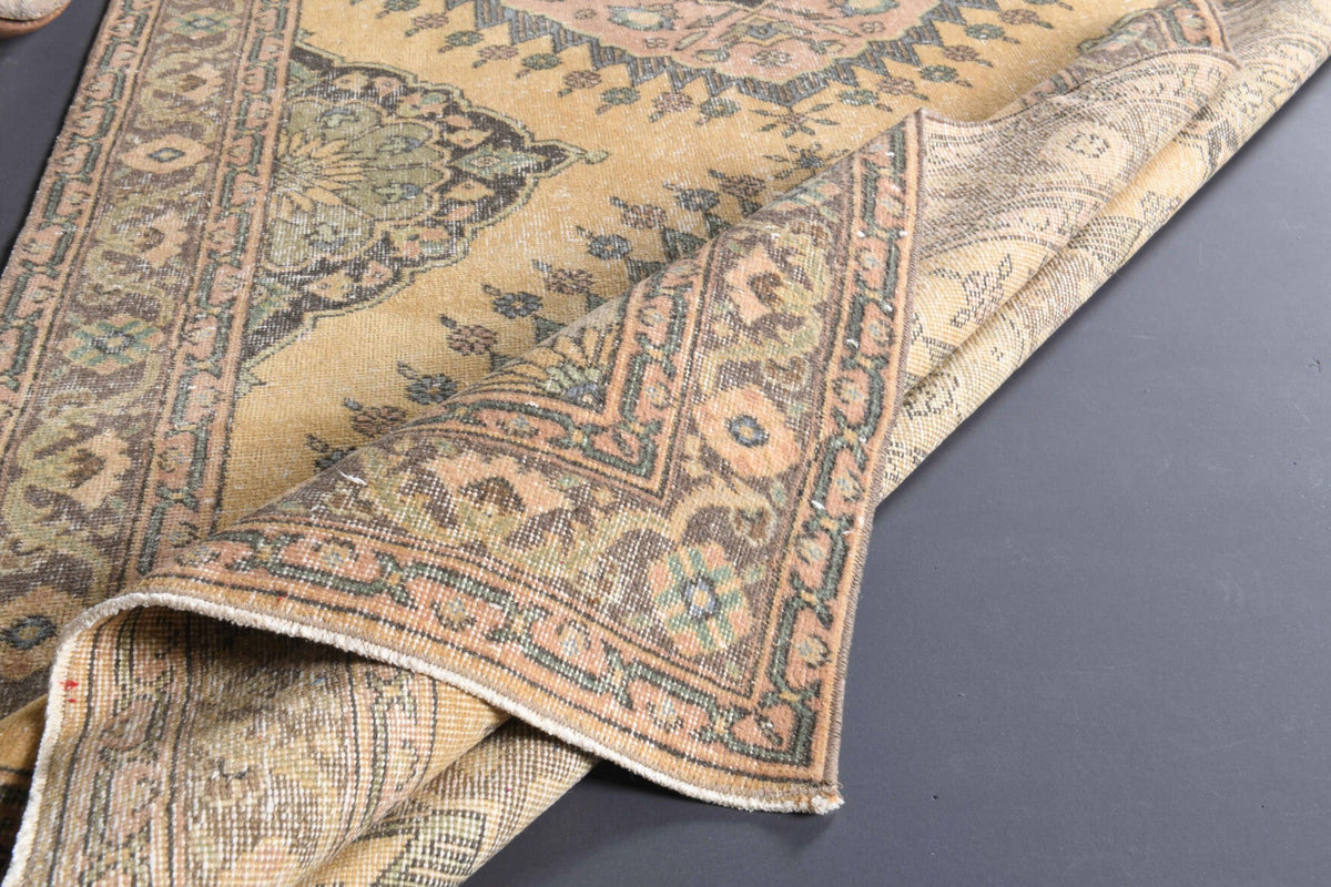 El yapımı vintage yolluk 140x391 cm oryantal desenli yün - üstten görünüm