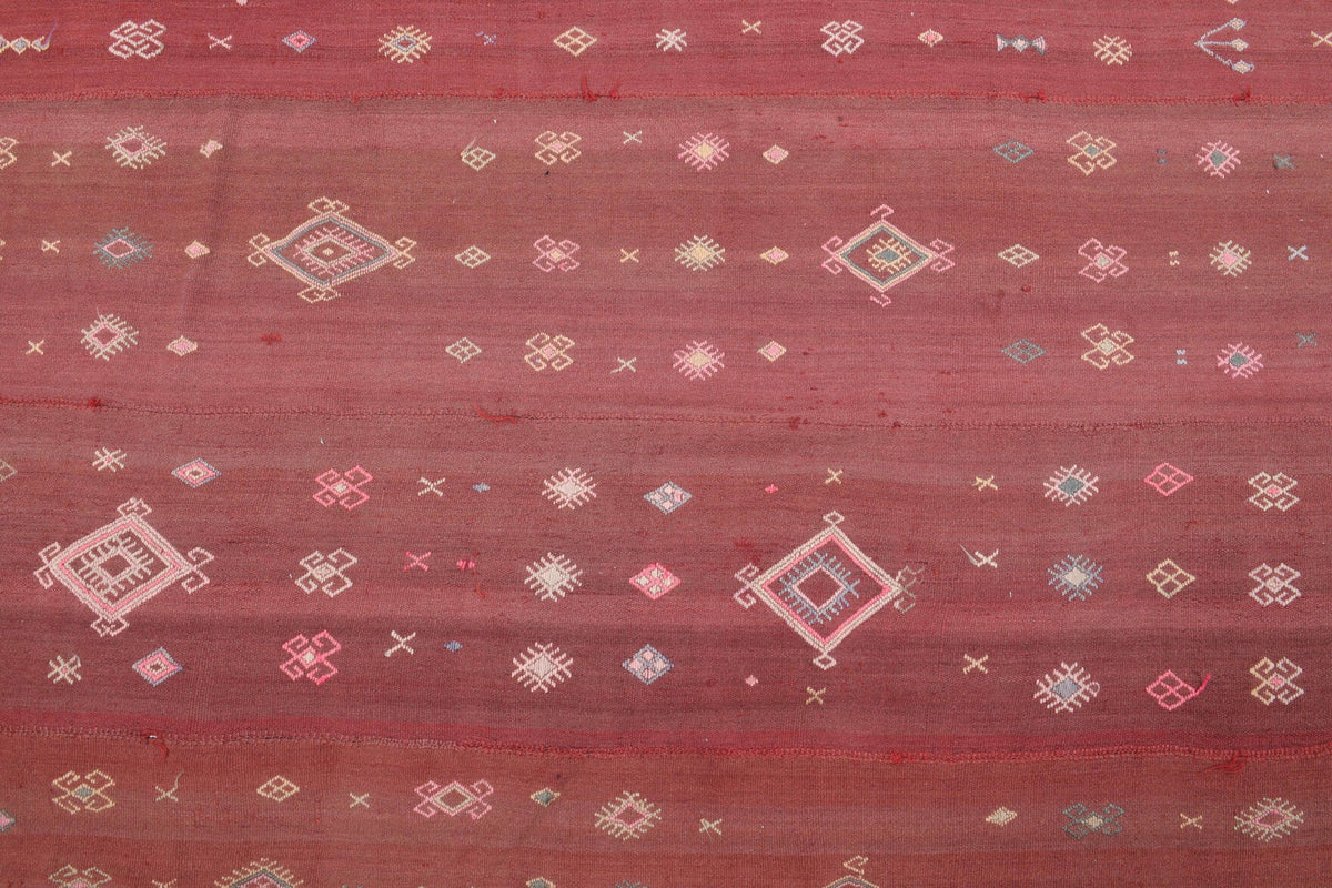 El yapımı vintage yolluk 155x427 cm i̇kat desenli yün - mekan görünümü