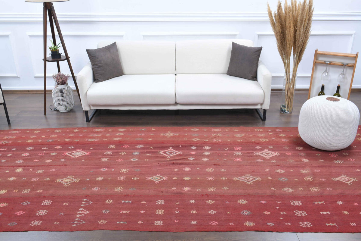 El yapımı vintage yolluk 155x427 cm i̇kat desenli yün - ışık altında renk detayı