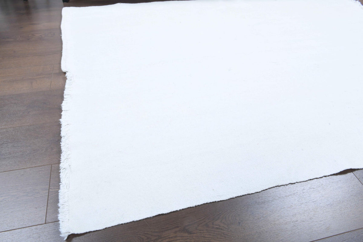 El yapımı vintage halı 150x193 cm çizgili desenli yün - desen detayı