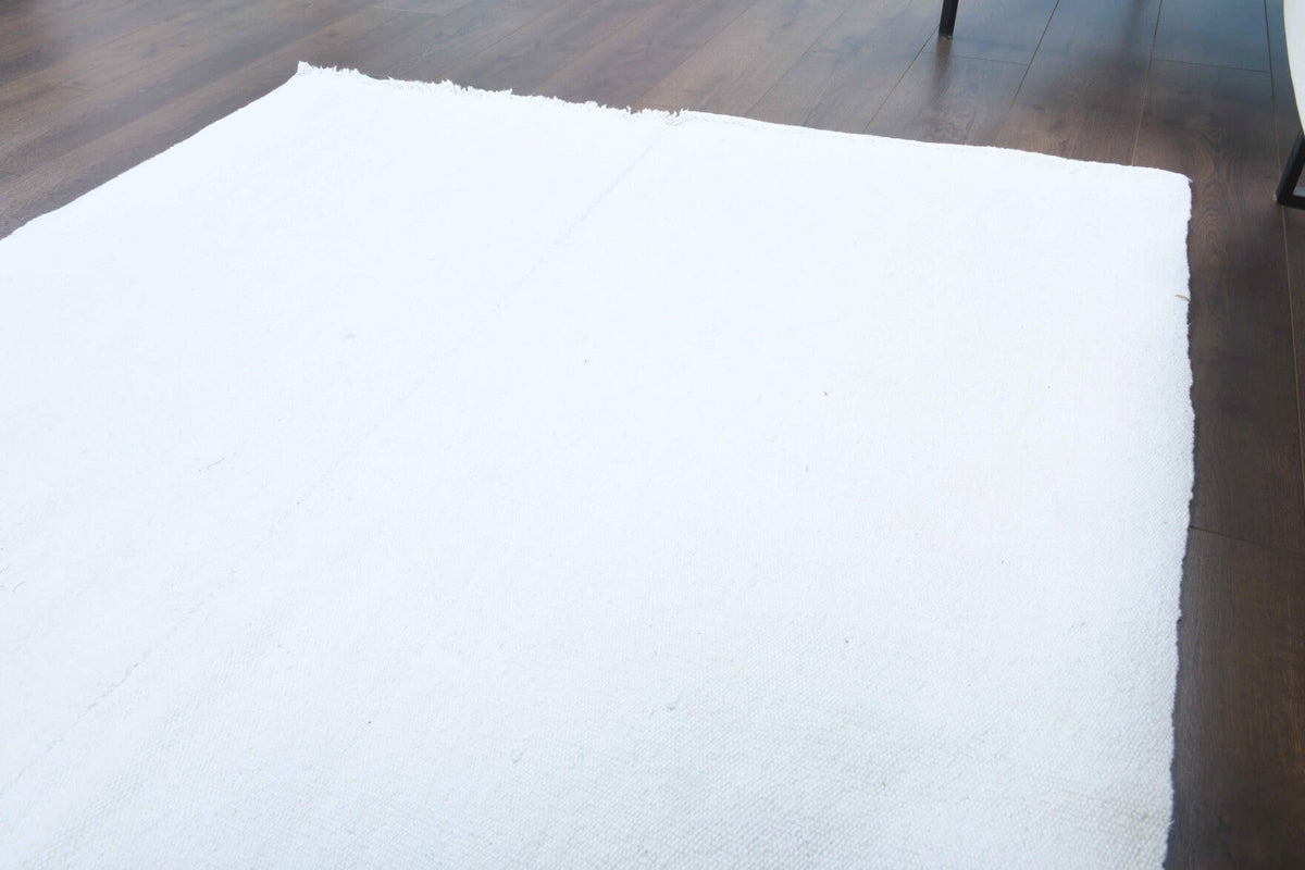 El yapımı vintage halı 150x193 cm çizgili desenli yün - açık alan görünümü
