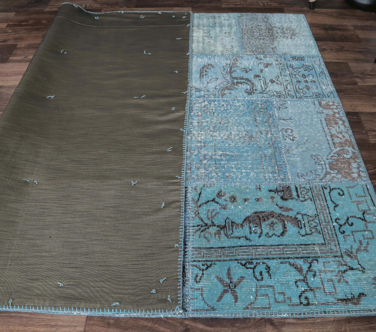 5x7 Vintage Handmade Overdyed Blue Area Rug