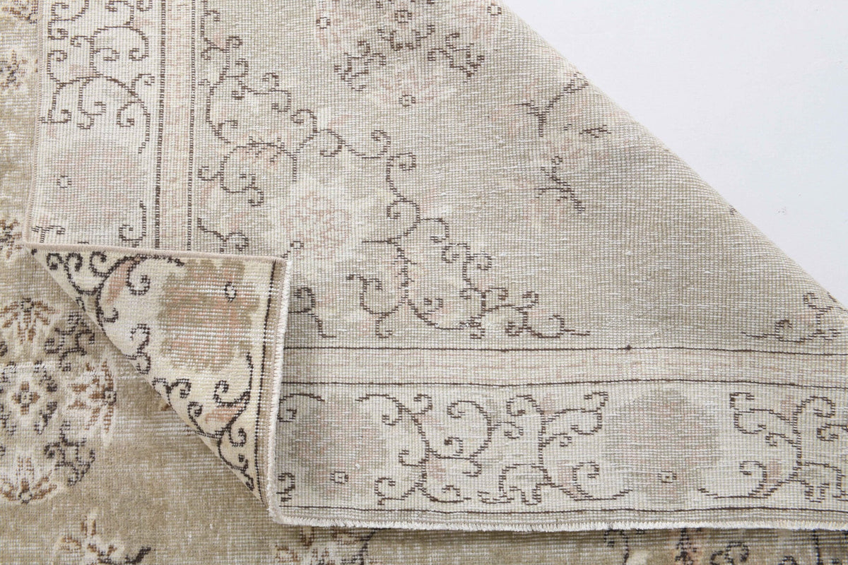 El yapımı vintage halı 157x257 cm çiçek desenli desenli yün - kenar ve saçak detayı