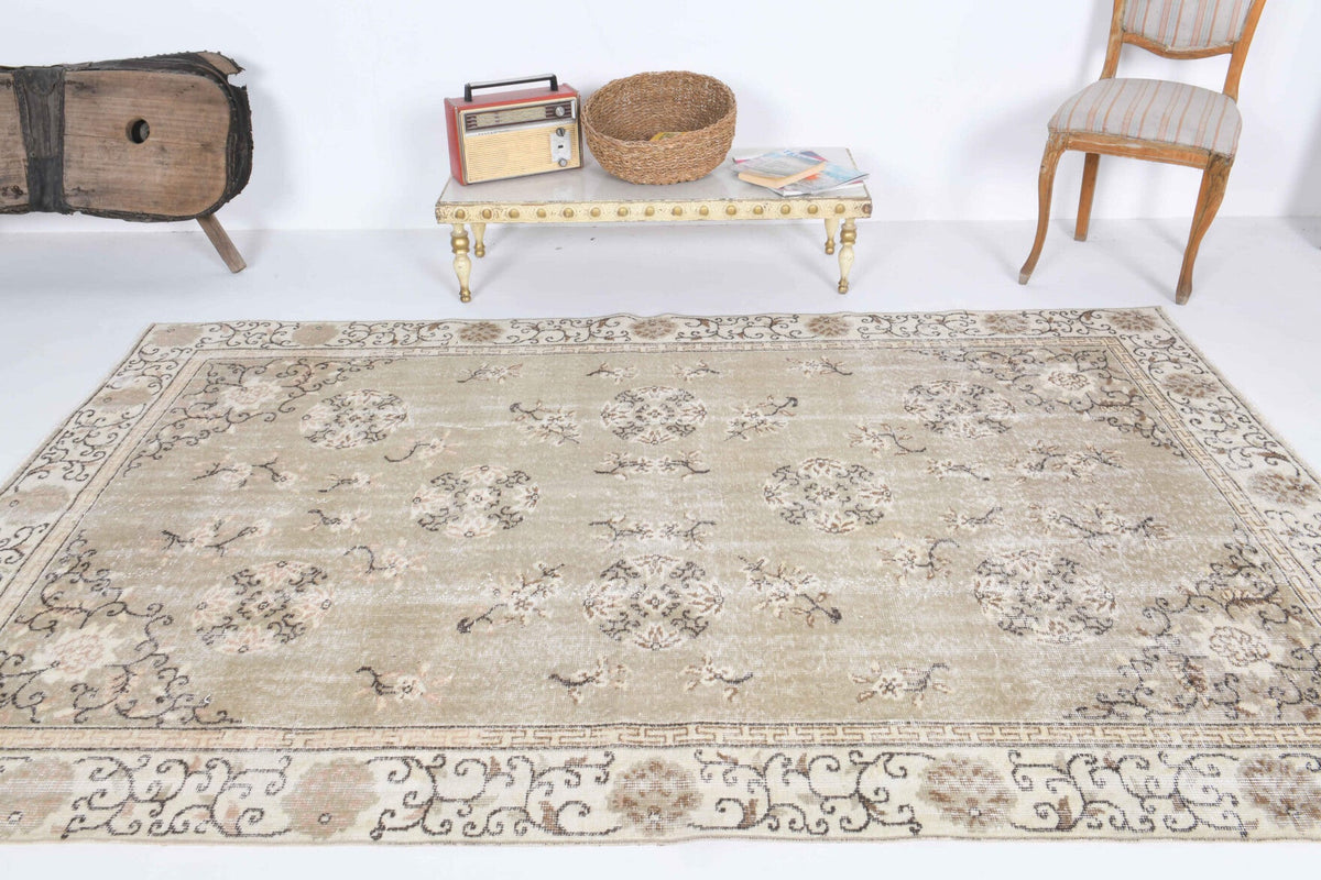 El yapımı vintage halı 157x257 cm çiçek desenli desenli yün - detay görünümü