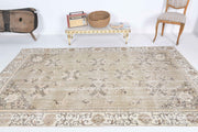 El yapımı vintage halı 157x257 cm çiçek desenli desenli yün - detay görünümü