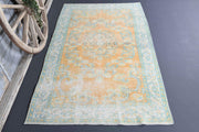 El yapımı vintage halı 150x249 cm çiçek desenli desenli yün - detay görünümü