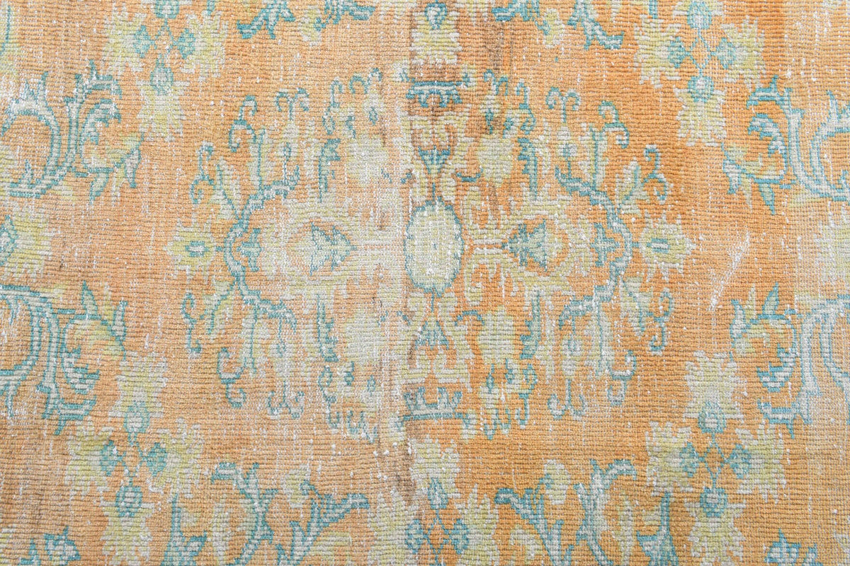 El yapımı vintage halı 150x249 cm çiçek desenli desenli yün - kenar ve saçak detayı