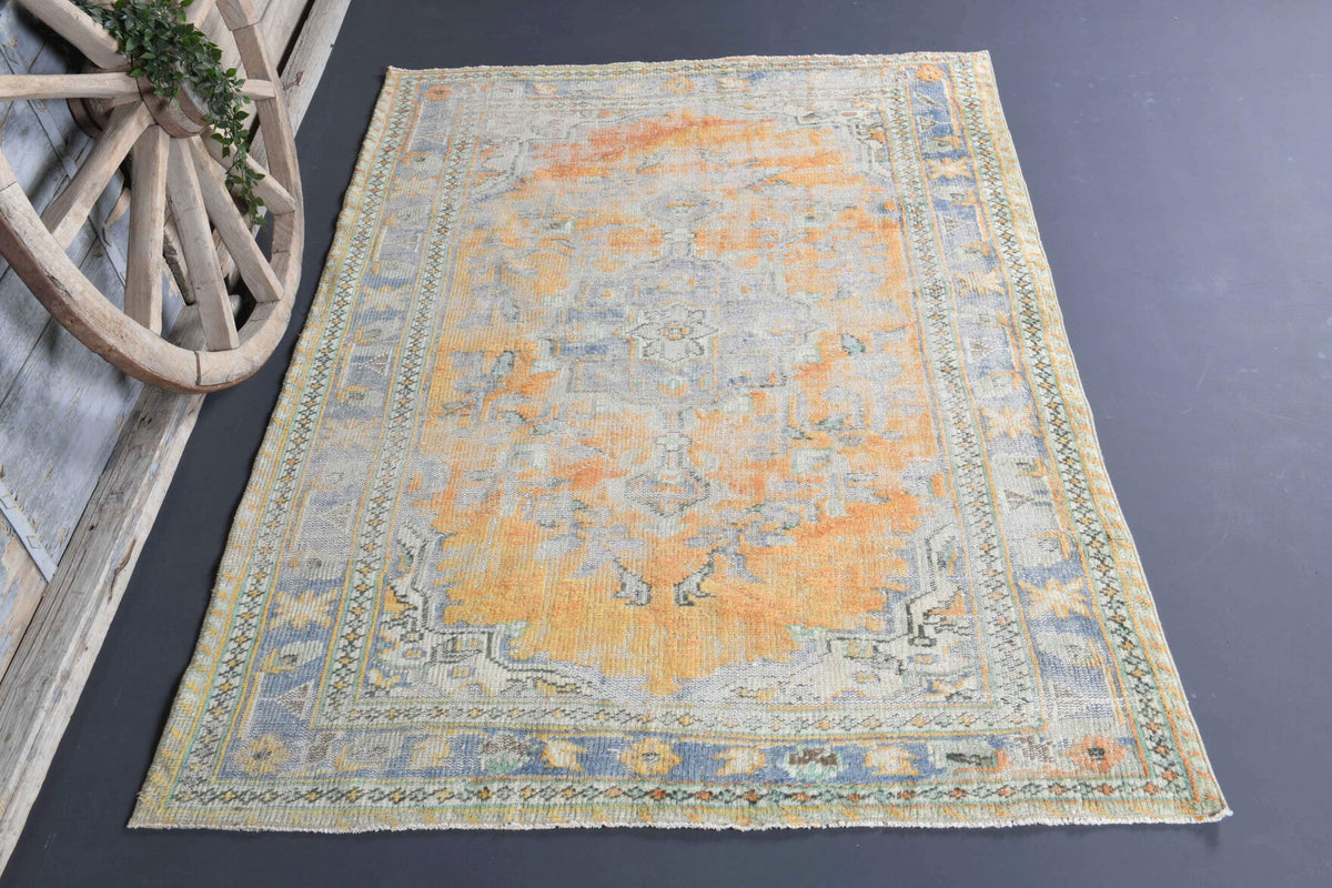 El yapımı vintage halı 165x234 cm oryantal desenli yün - detay görünümü