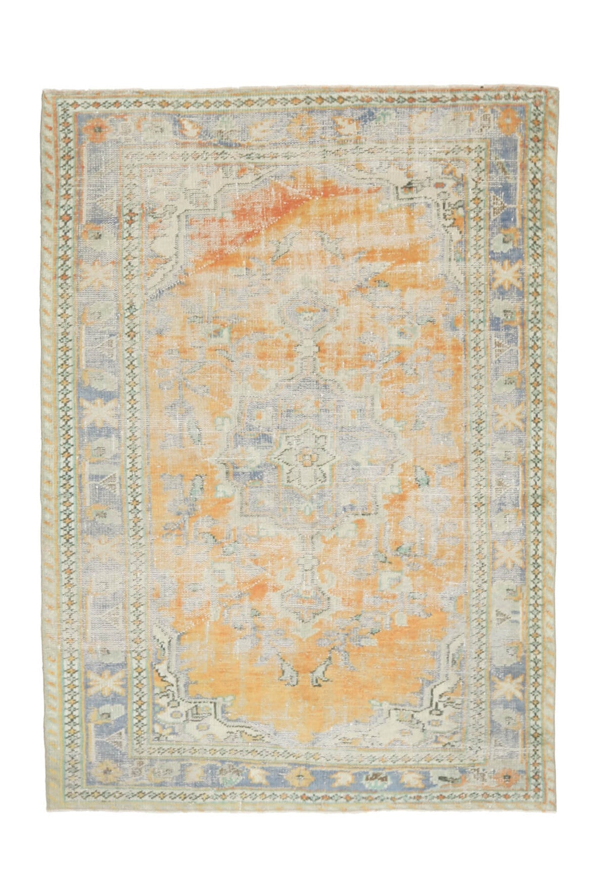 El yapımı vintage halı 165x234 cm oryantal desenli yün - üstten görünüm