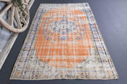 El yapımı vintage halı 150x239 cm oryantal desenli yün - detay görünümü