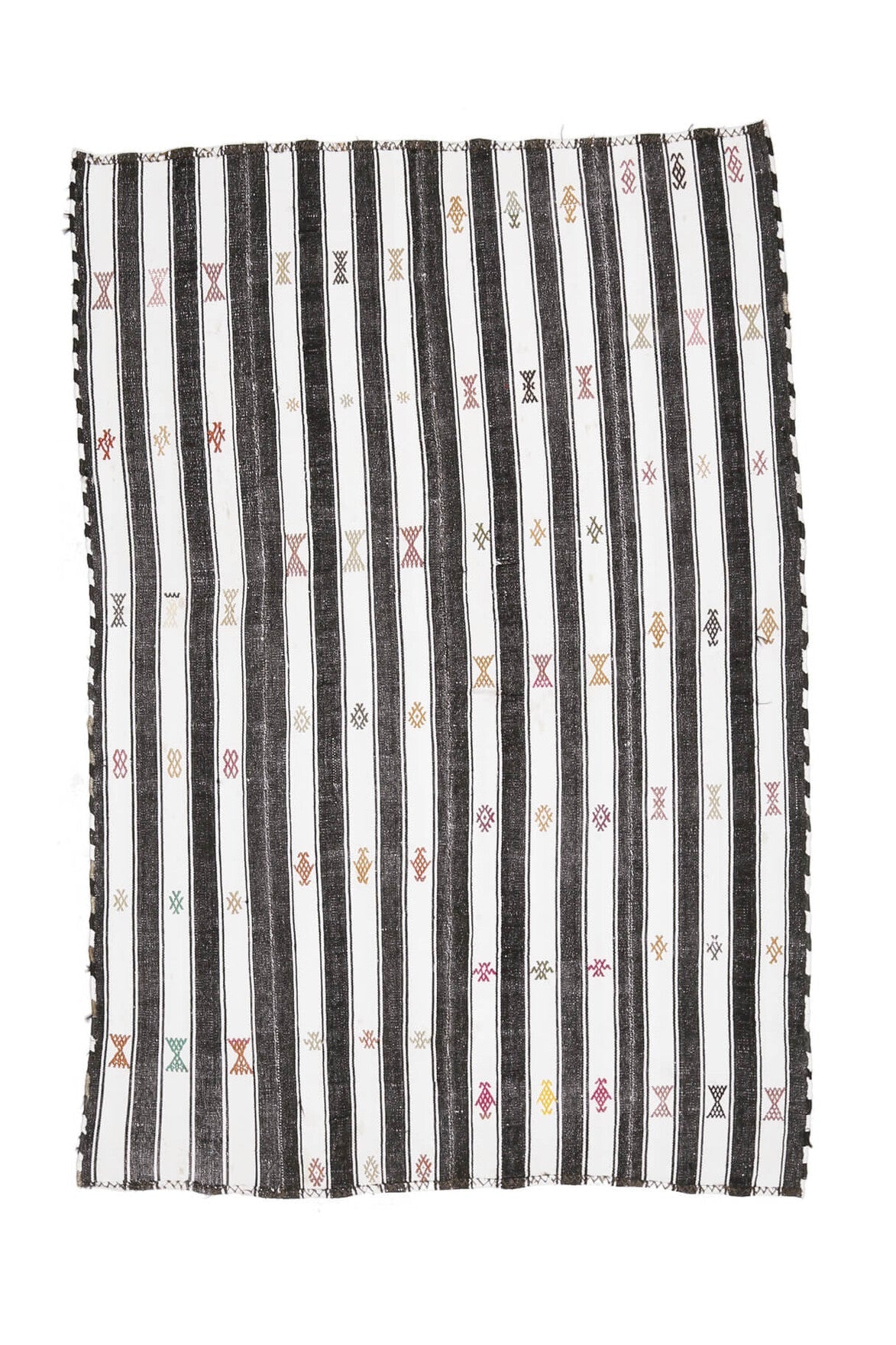 El yapımı vintage halı 157x234 cm kilim desenli yün - üstten görünüm