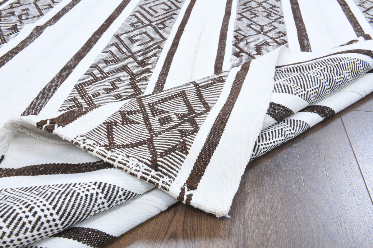 El yapımı vintage halı 147x239 cm çizgili desenli yün - desen detayı