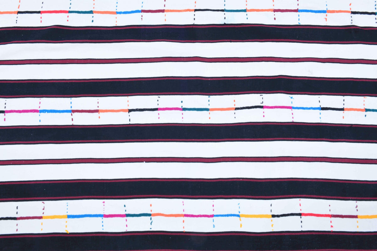 El yapımı vintage halı 157x231 cm çizgili desenli yün - açık alan görünümü