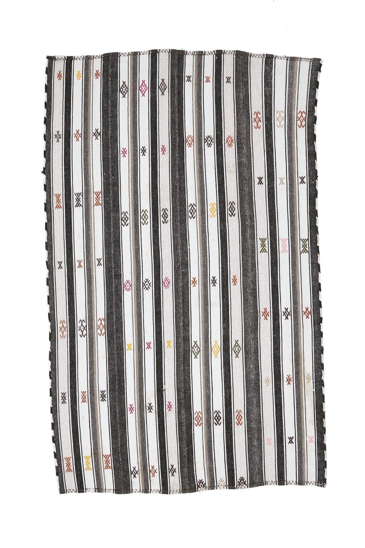 El yapımı vintage halı 155x241 cm kilim desenli yün