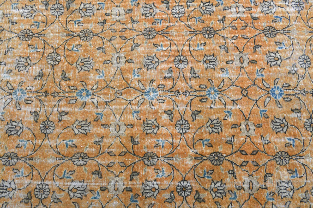El yapımı vintage halı 157x246 cm oryantal desenli yün - üstten görünüm