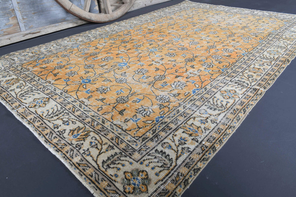 El yapımı vintage halı 157x246 cm oryantal desenli yün