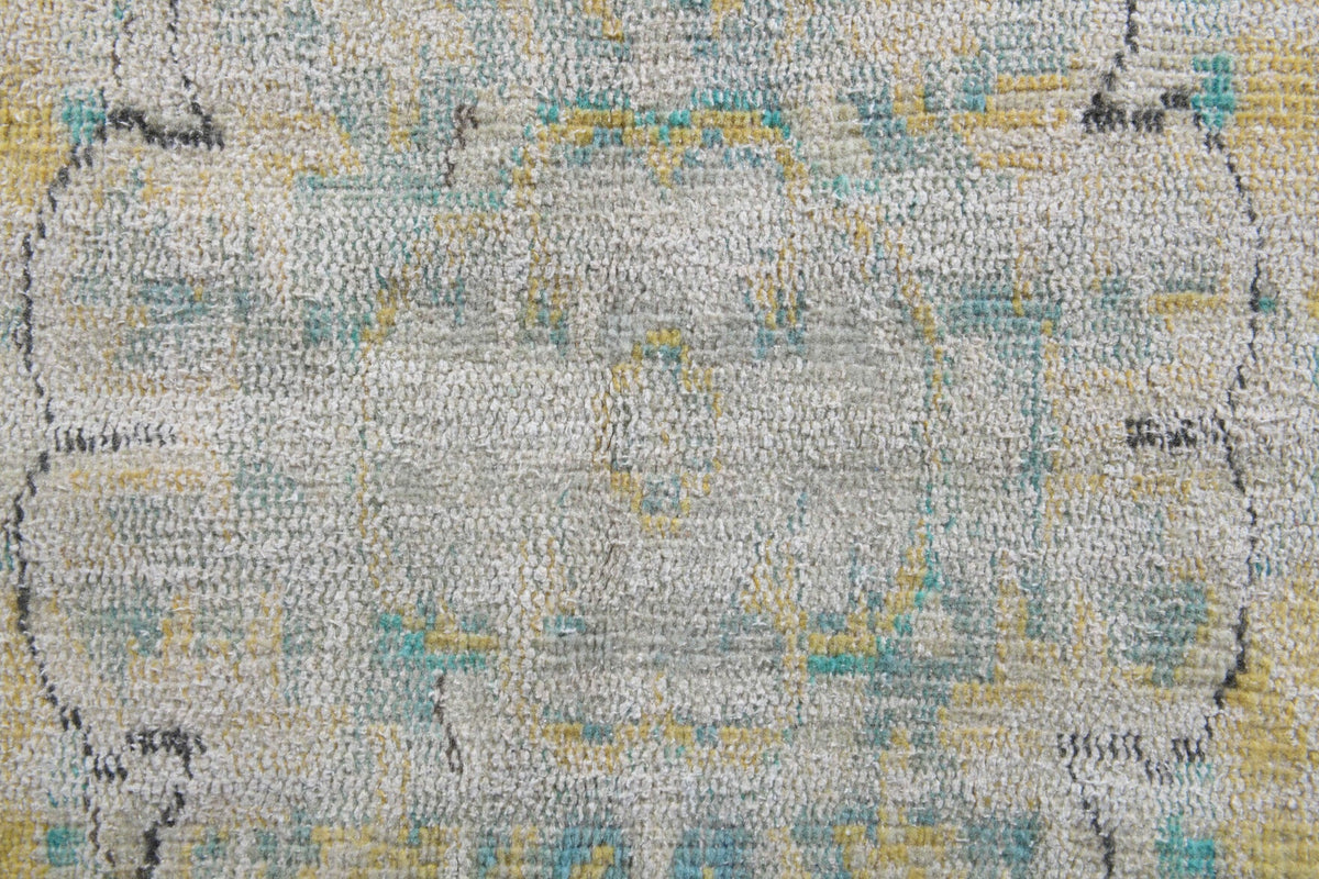 El yapımı vintage halı 152x244 cm oryantal desenli yün - kenar ve saçak detayı