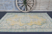 El yapımı vintage halı 152x244 cm oryantal desenli yün - detay görünümü