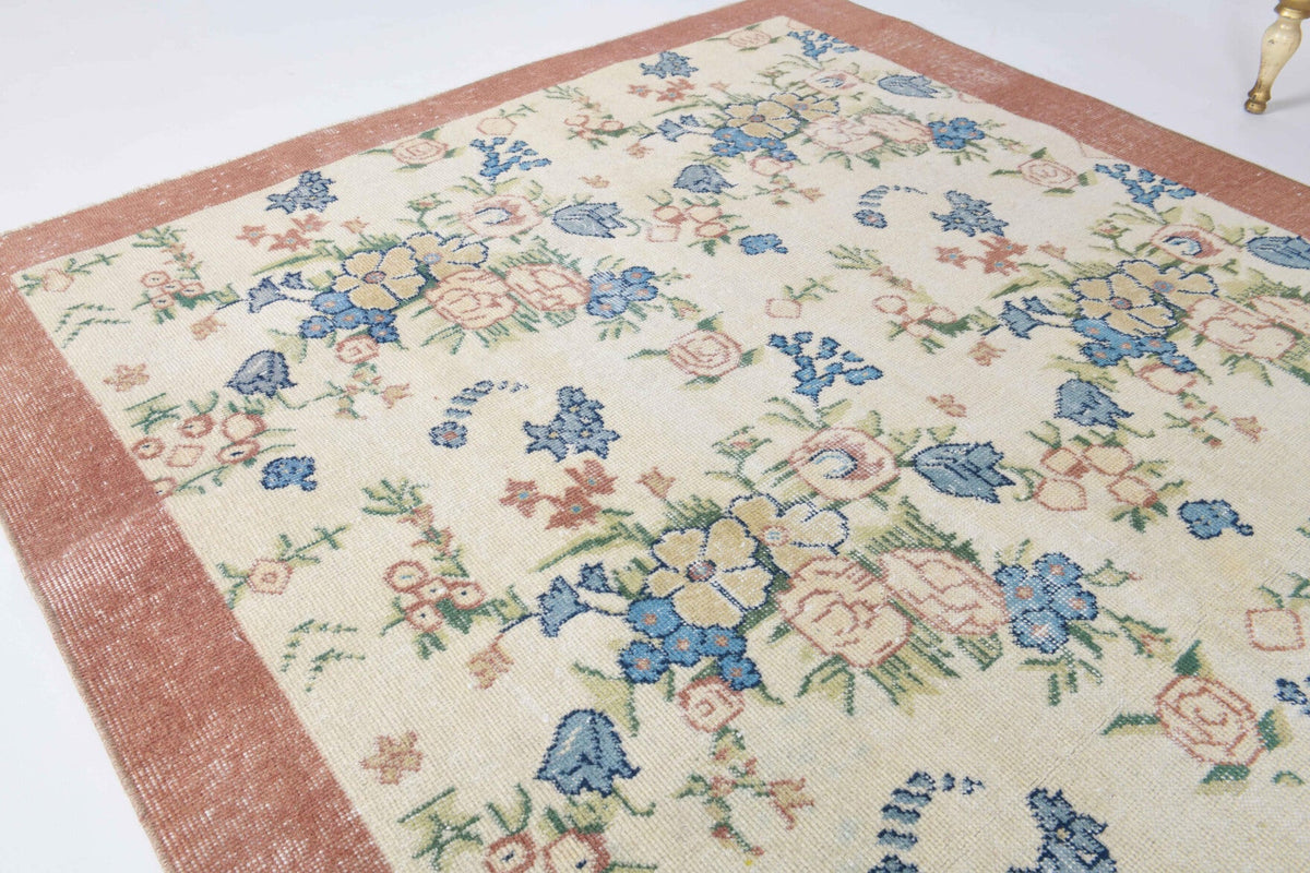 5x8 Handmade Vintage Hereke Area Rug