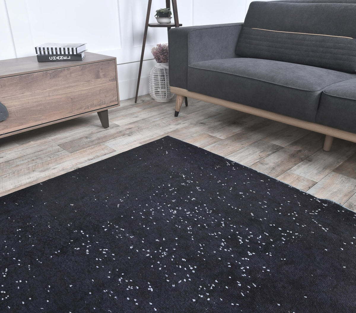5x8 Vintage Handmade Overdyed Black Area Rug