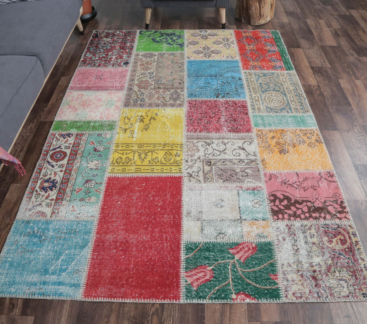 5x8 Vintage Kids Room Colorful Patchwork Area Rug