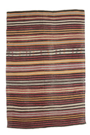 5x8 Vintage Kilim Striped Flatweave Area Rug