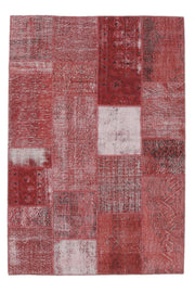 5x8 Vintage Overdyed Handmade Red Patchwork Rug