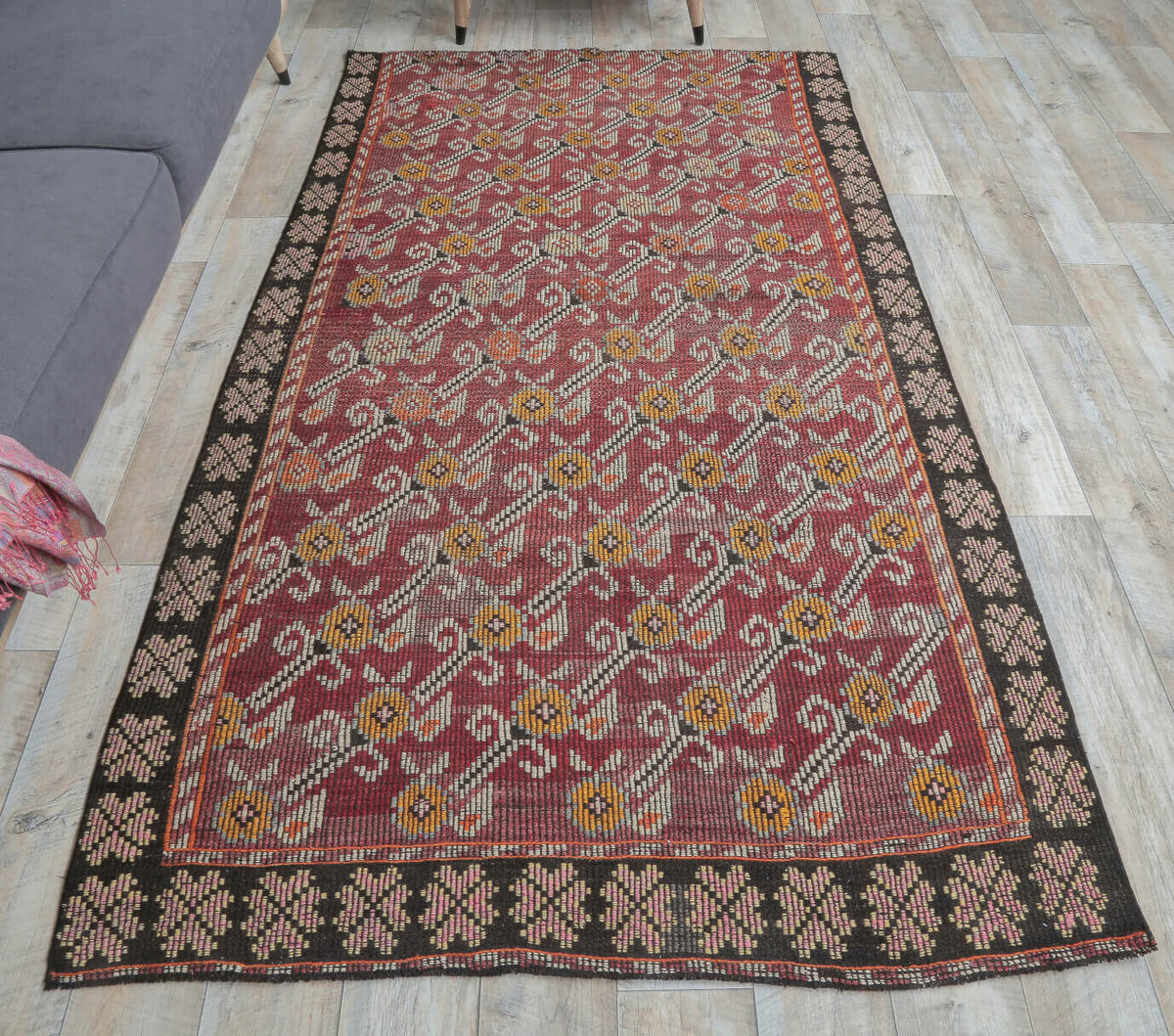5x8 Vintage Oversized Handwoven Kilim Flatweave Rug