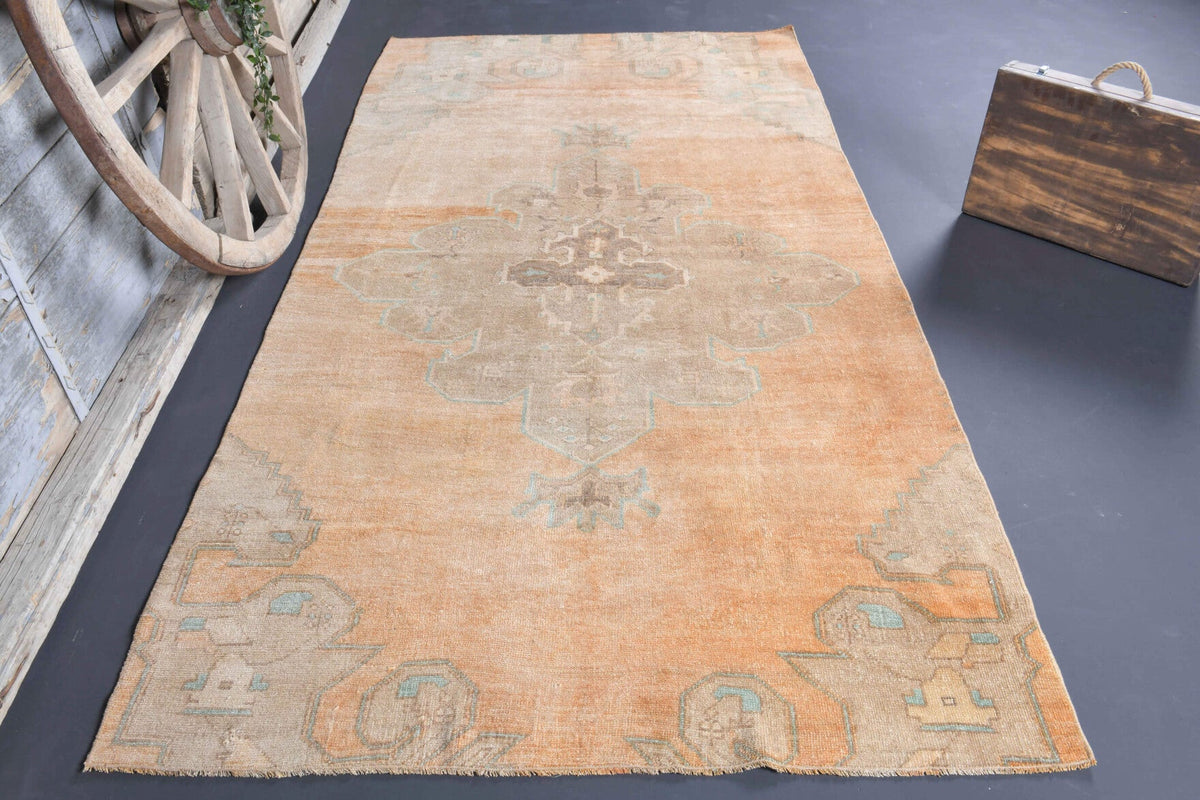 El yapımı vintage halı 122x274 cm oryantal desenli yün - detay görünümü