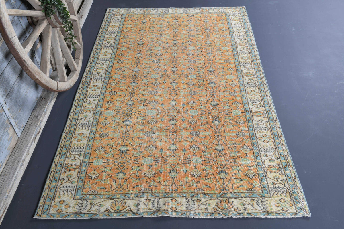 El yapımı vintage halı 163x269 cm çiçek desenli desenli yün - detay görünümü