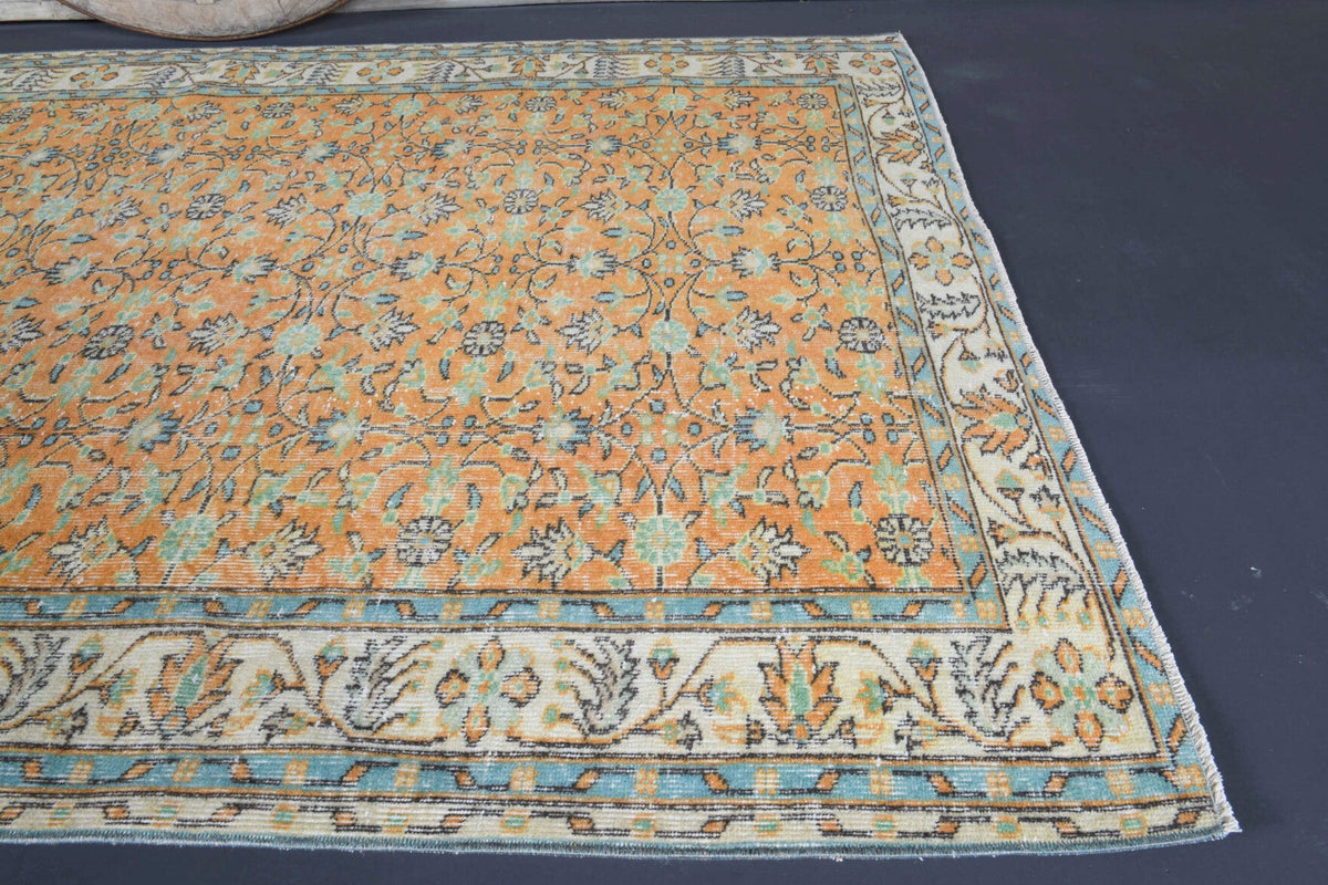 El yapımı vintage halı 163x269 cm çiçek desenli desenli yün - desen detayı