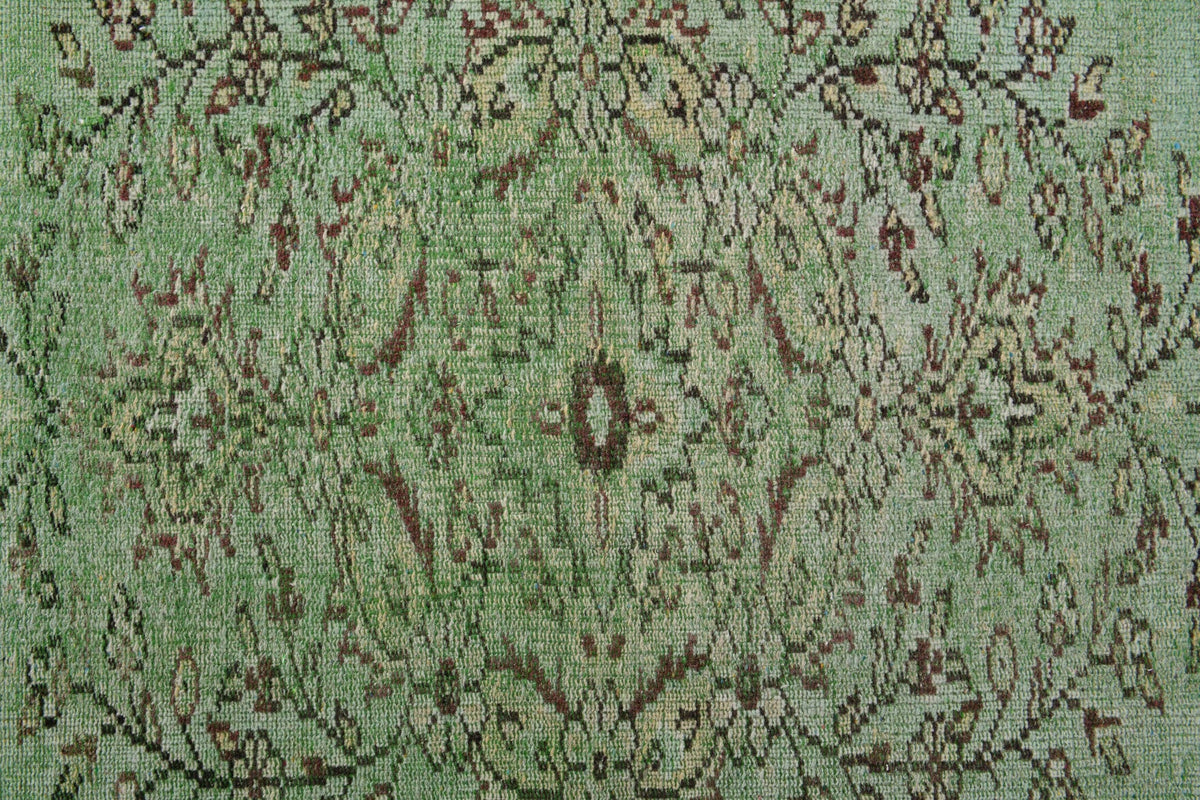 Green Oushak Vintage Area Rug