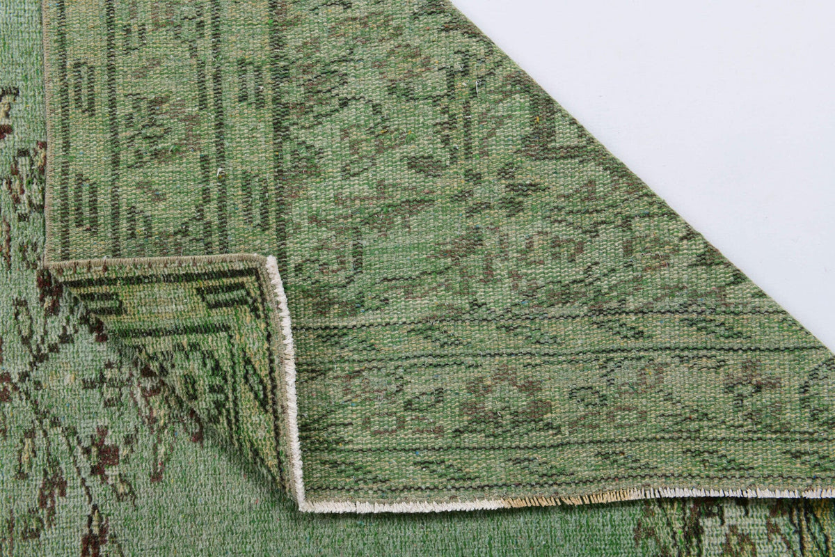 Green Oushak Vintage Area Rug