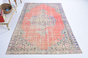 El yapımı vintage halı 152x244 cm oryantal desenli yün - detay görünümü