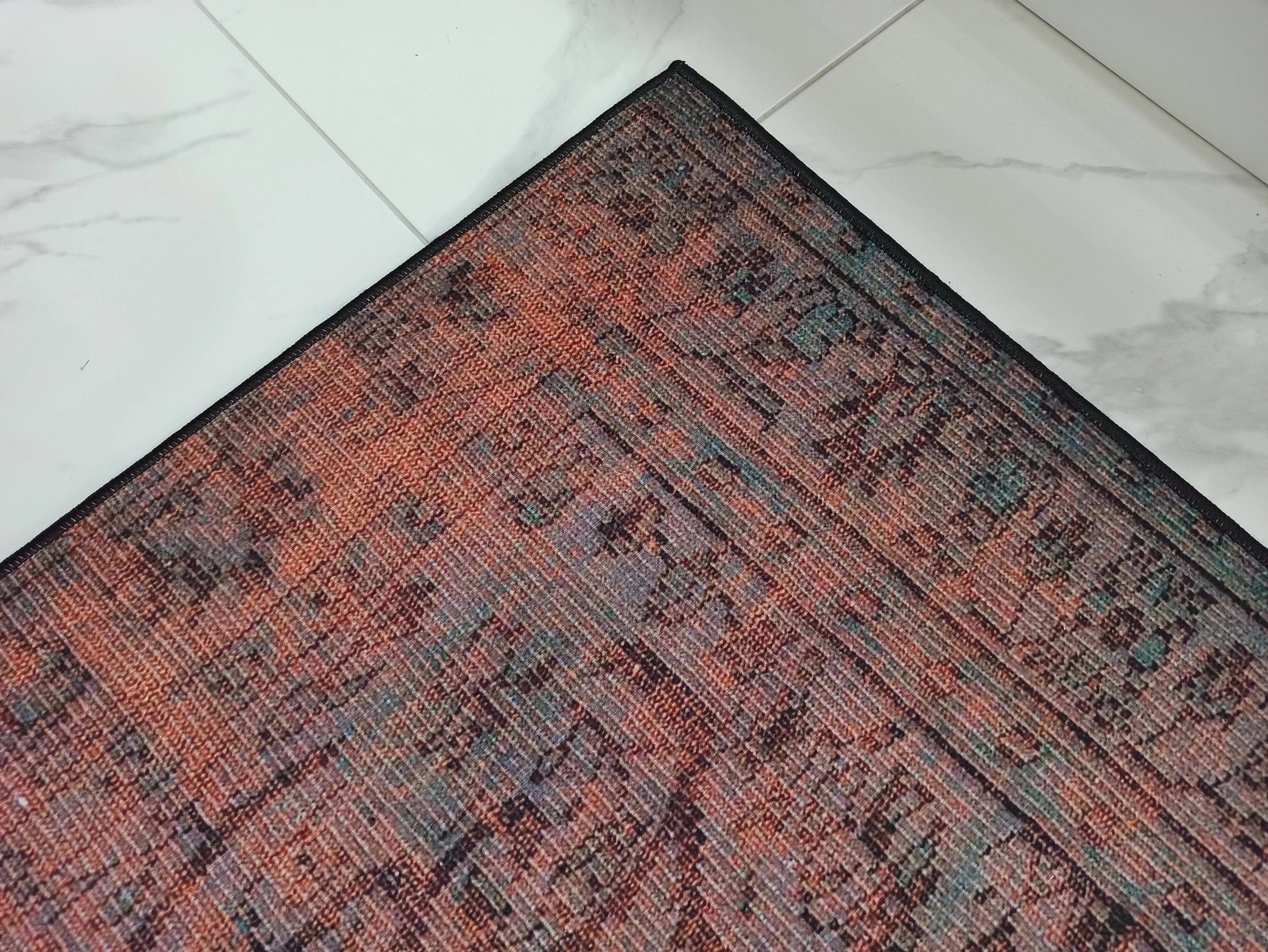 Eskitme Madalyon Desenli Kiremit ve Antrasit Vintage Halı - OUTLET - 14924OU