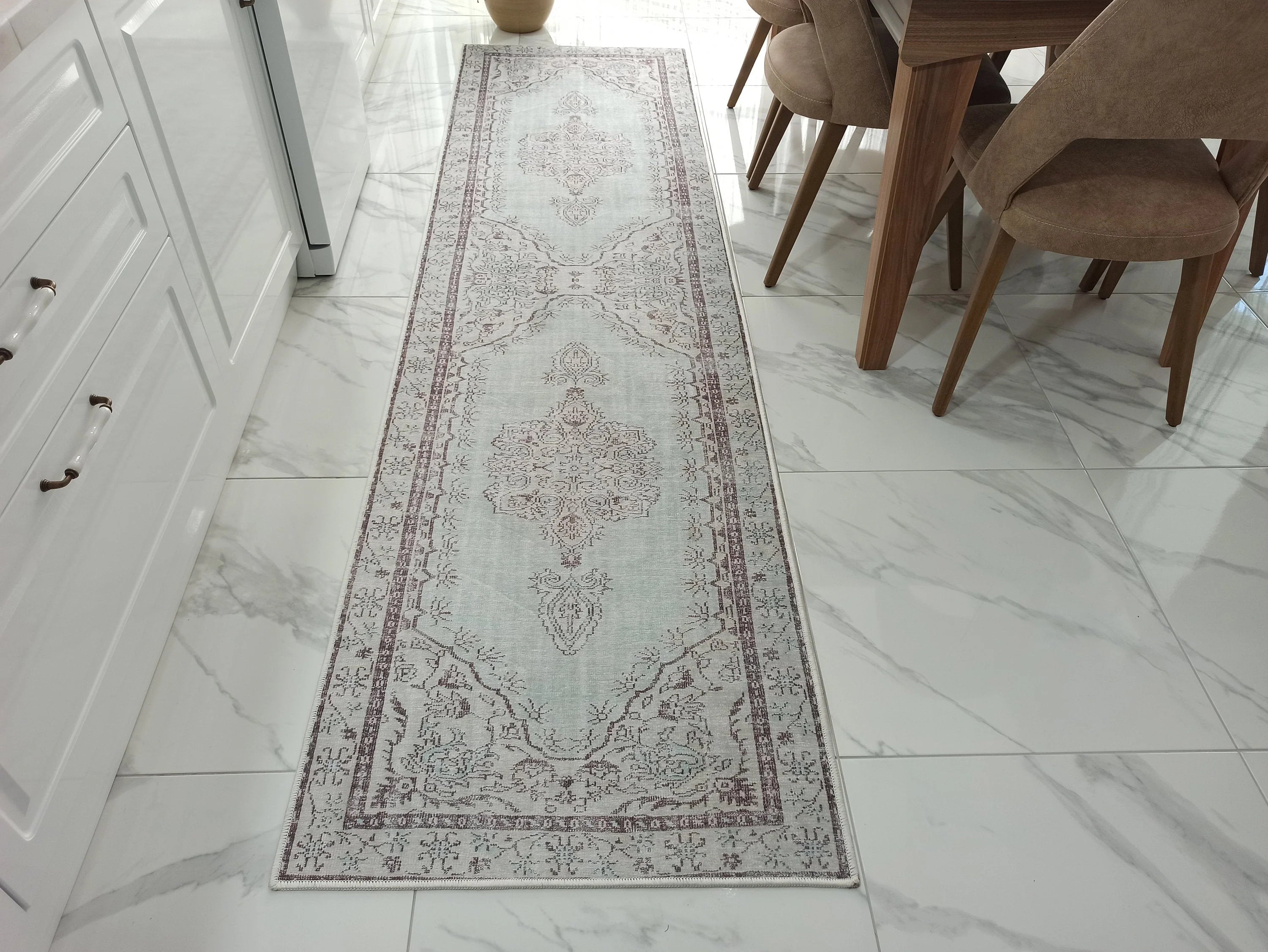 Gray Geometric Patterned Vintage Carpet - CLEARANCE - 14914OU