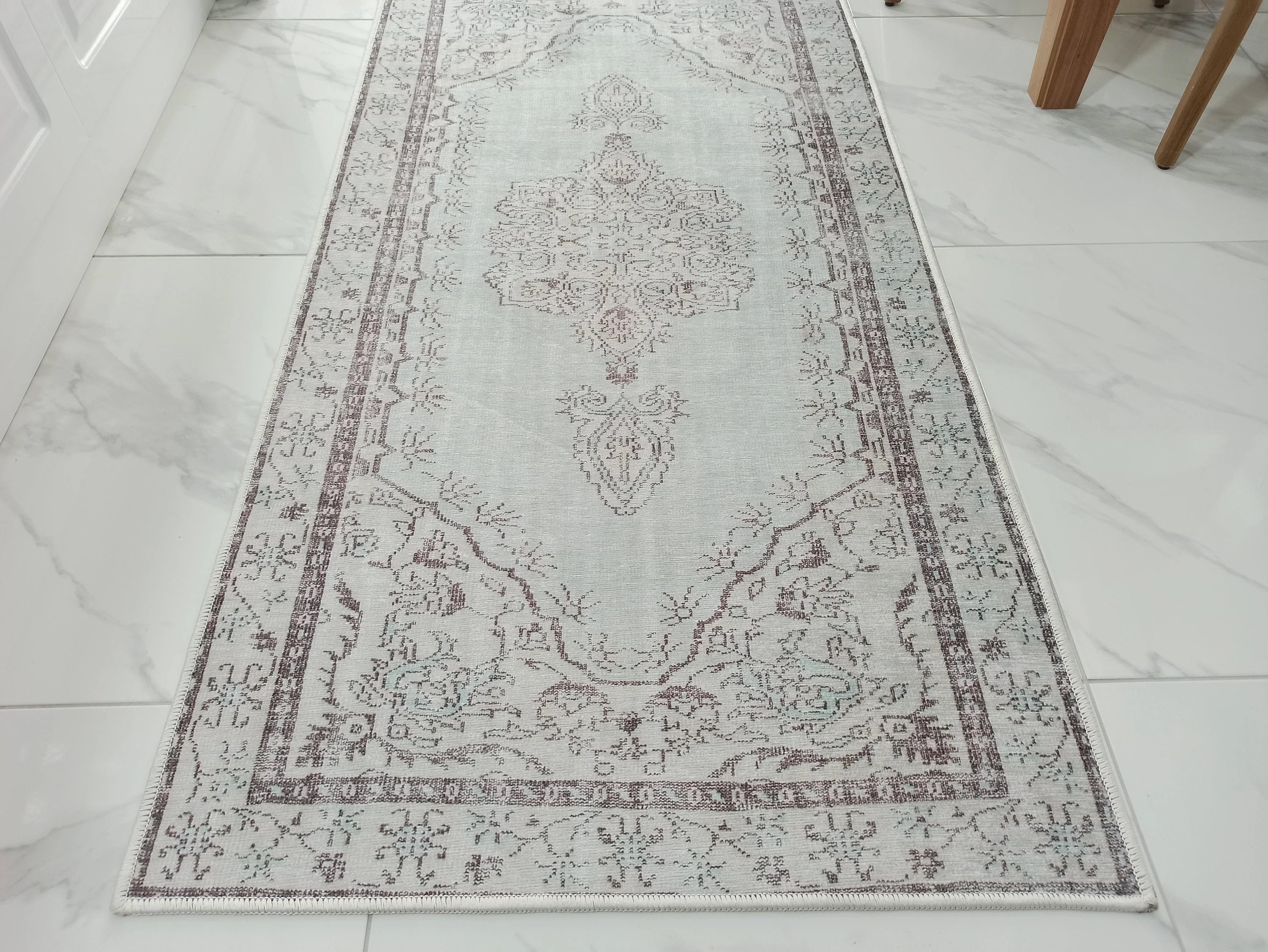 Gray Geometric Patterned Vintage Carpet - CLEARANCE - 14914OU