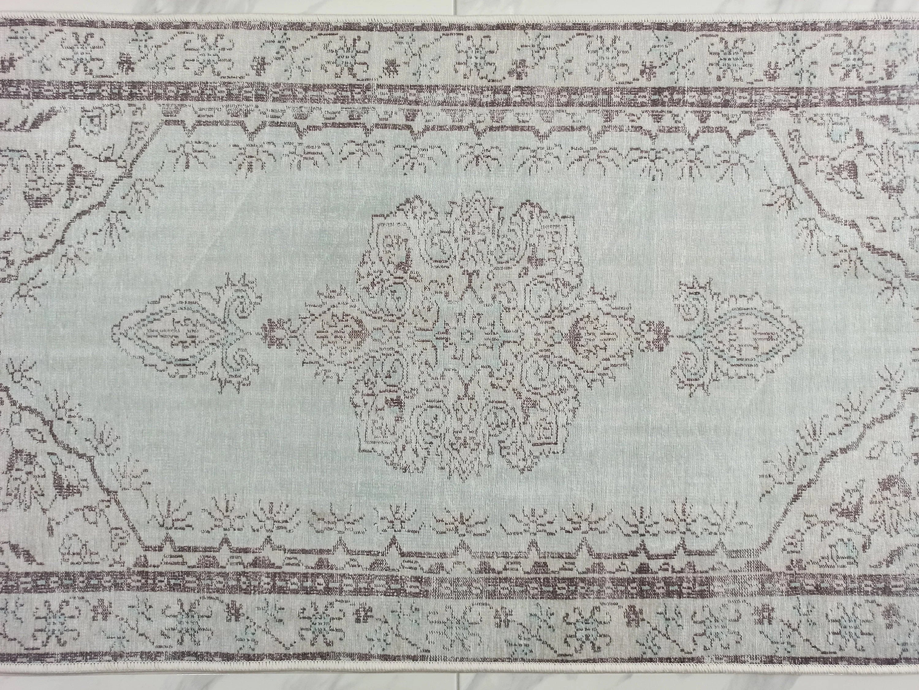 Gray Geometric Patterned Vintage Carpet - CLEARANCE - 14914OU