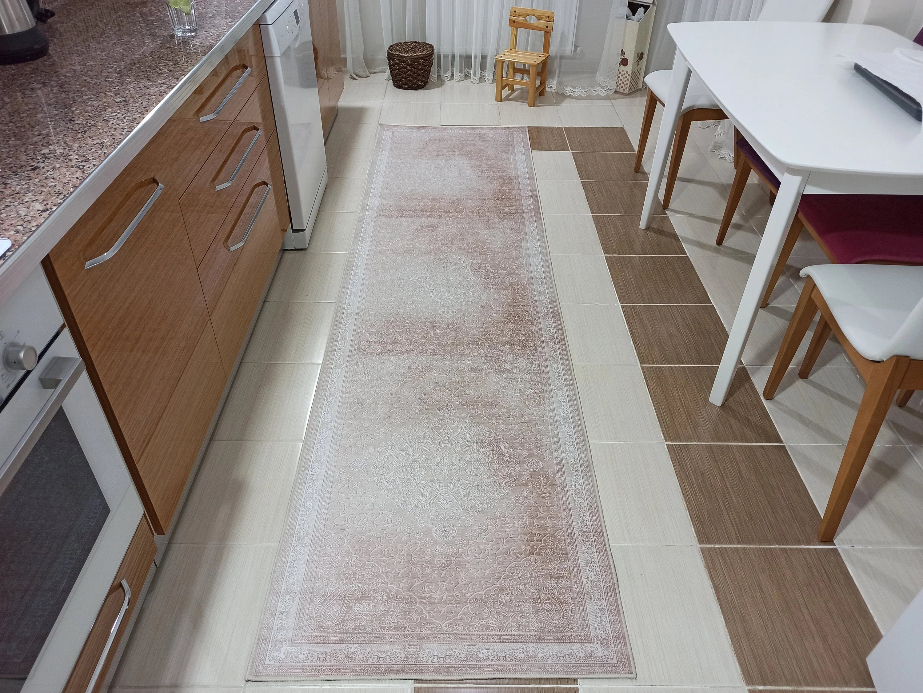 Gray Geometric Patterned Vintage Carpet - CLEARANCE - 11527OU