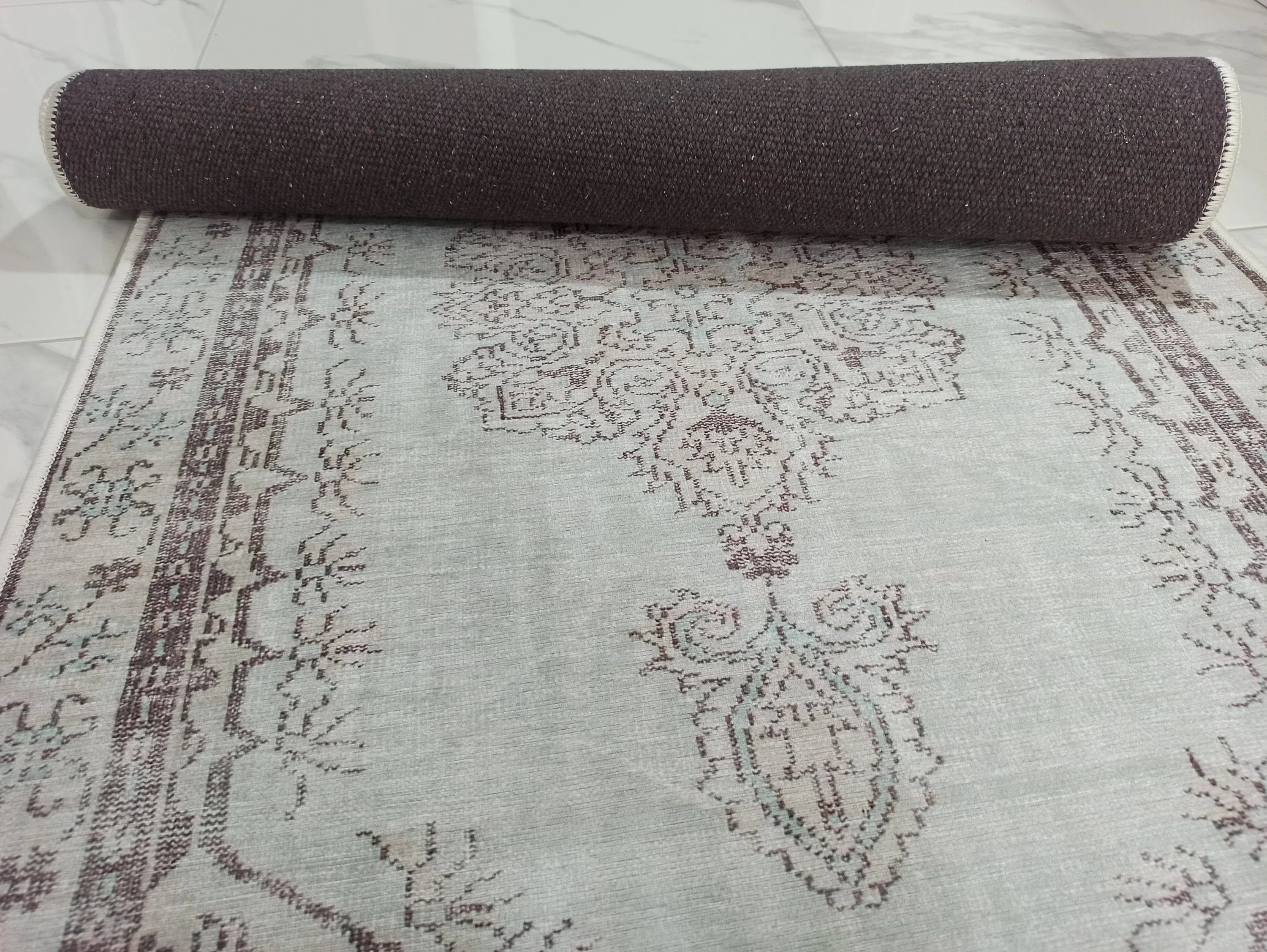Gray Geometric Patterned Vintage Carpet - CLEARANCE - 14914OU