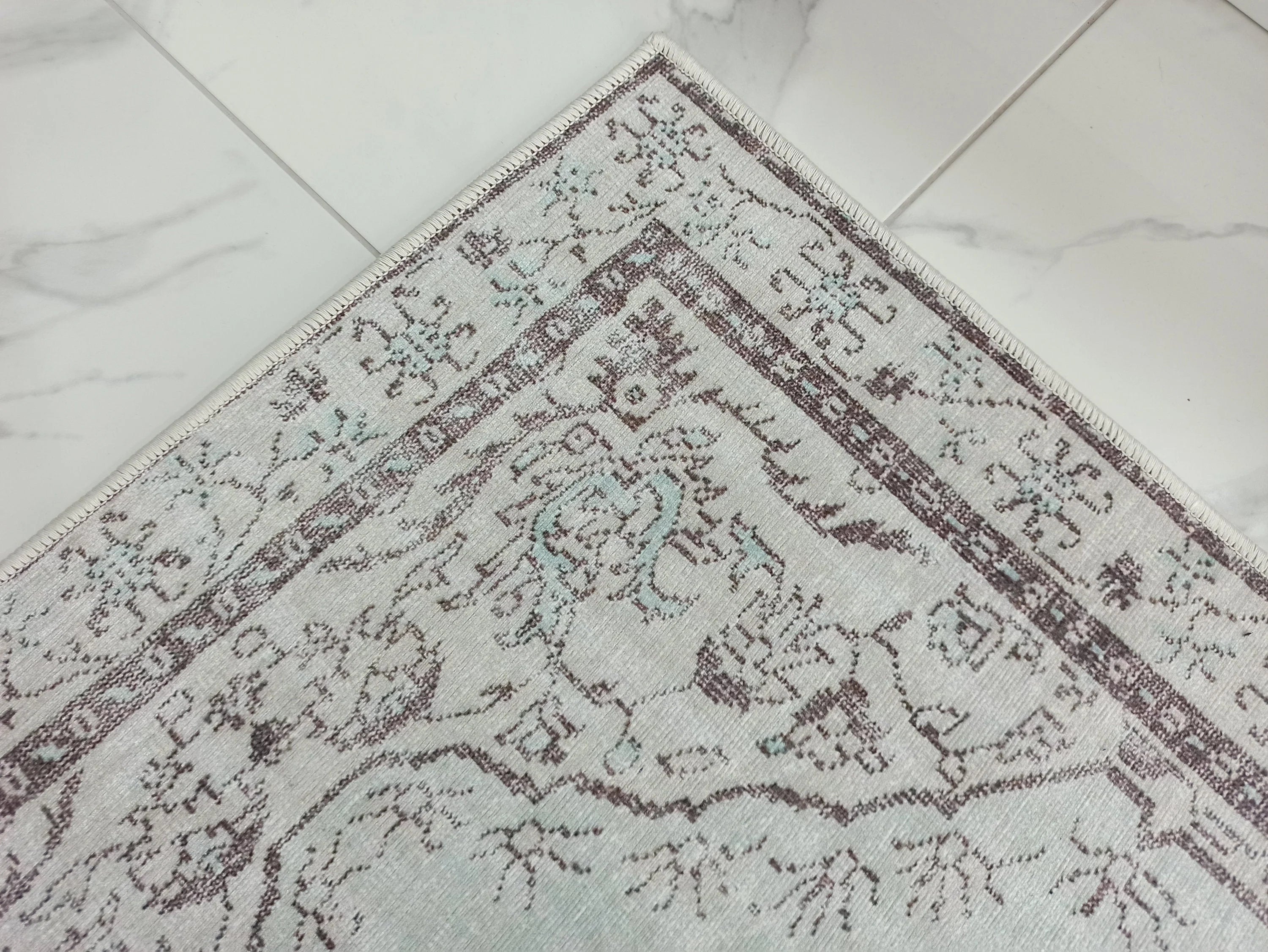Gray Geometric Patterned Vintage Carpet - CLEARANCE - 14914OU
